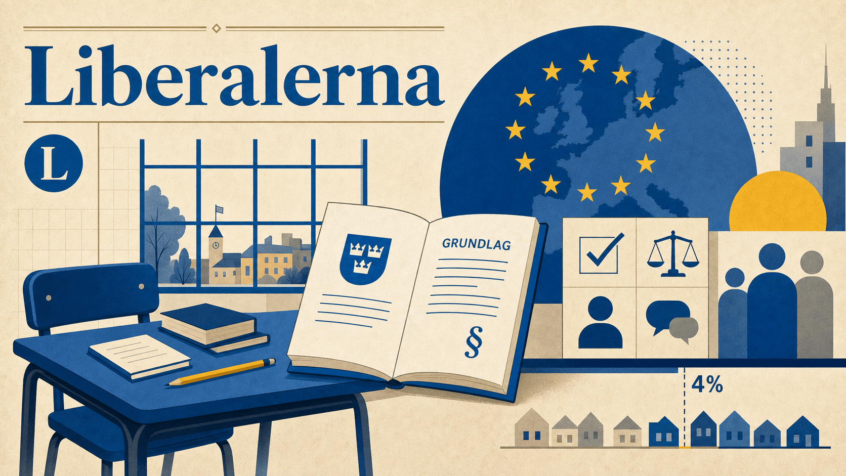 Редакционная иллюстрация для партии Либералерна.