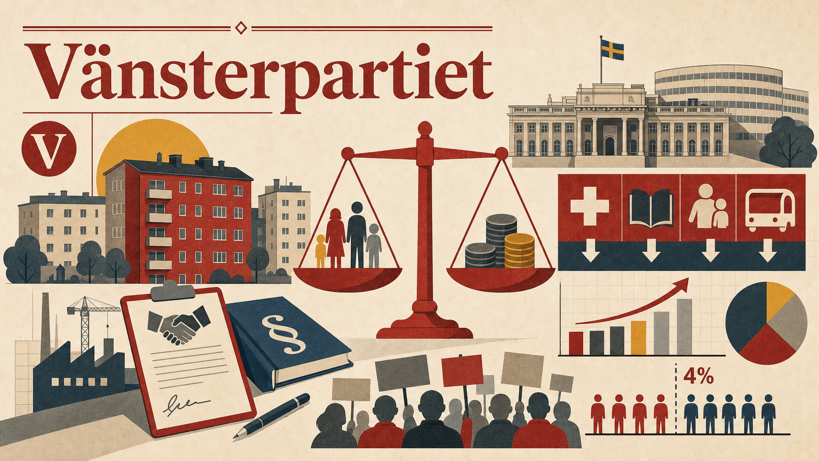Редакционная иллюстрация для партии Венстерпартиет.