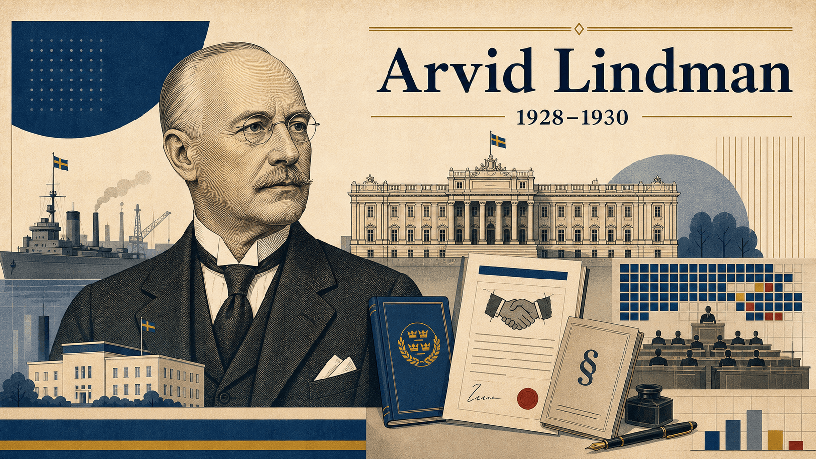 Редакционная иллюстрация для премьер-министра Арвид Линдман.